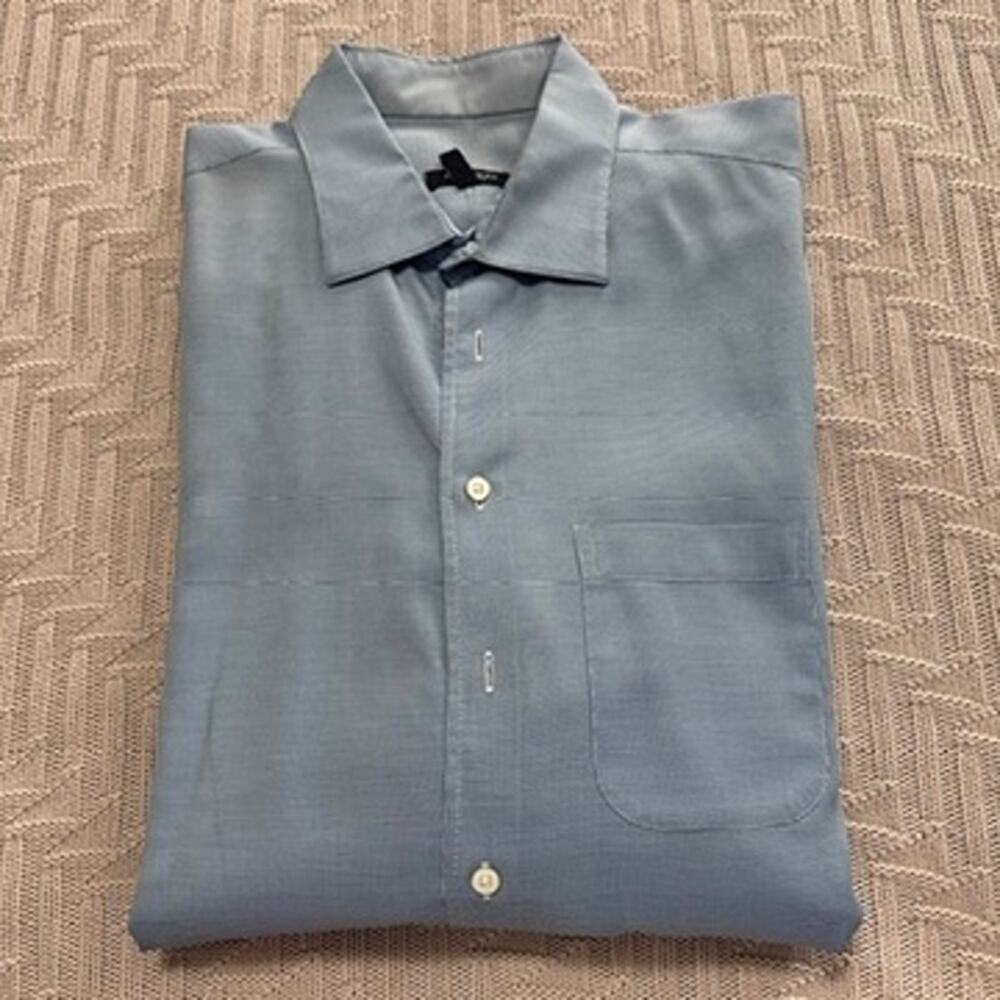 Burberry blue micro plaid button down size 17.5